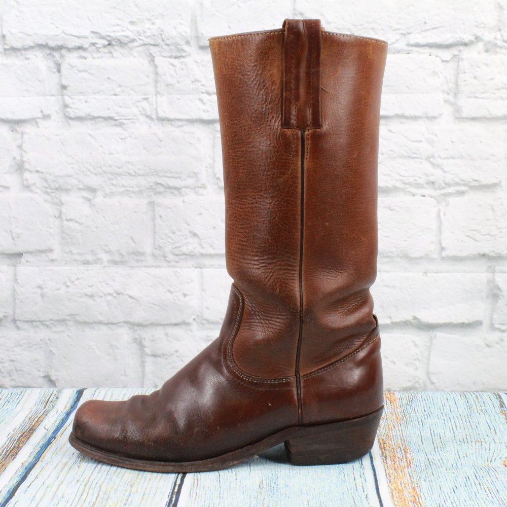 Frye Square Toe Tall Riding Leather Boots Size 8 - Picture 1 of 9